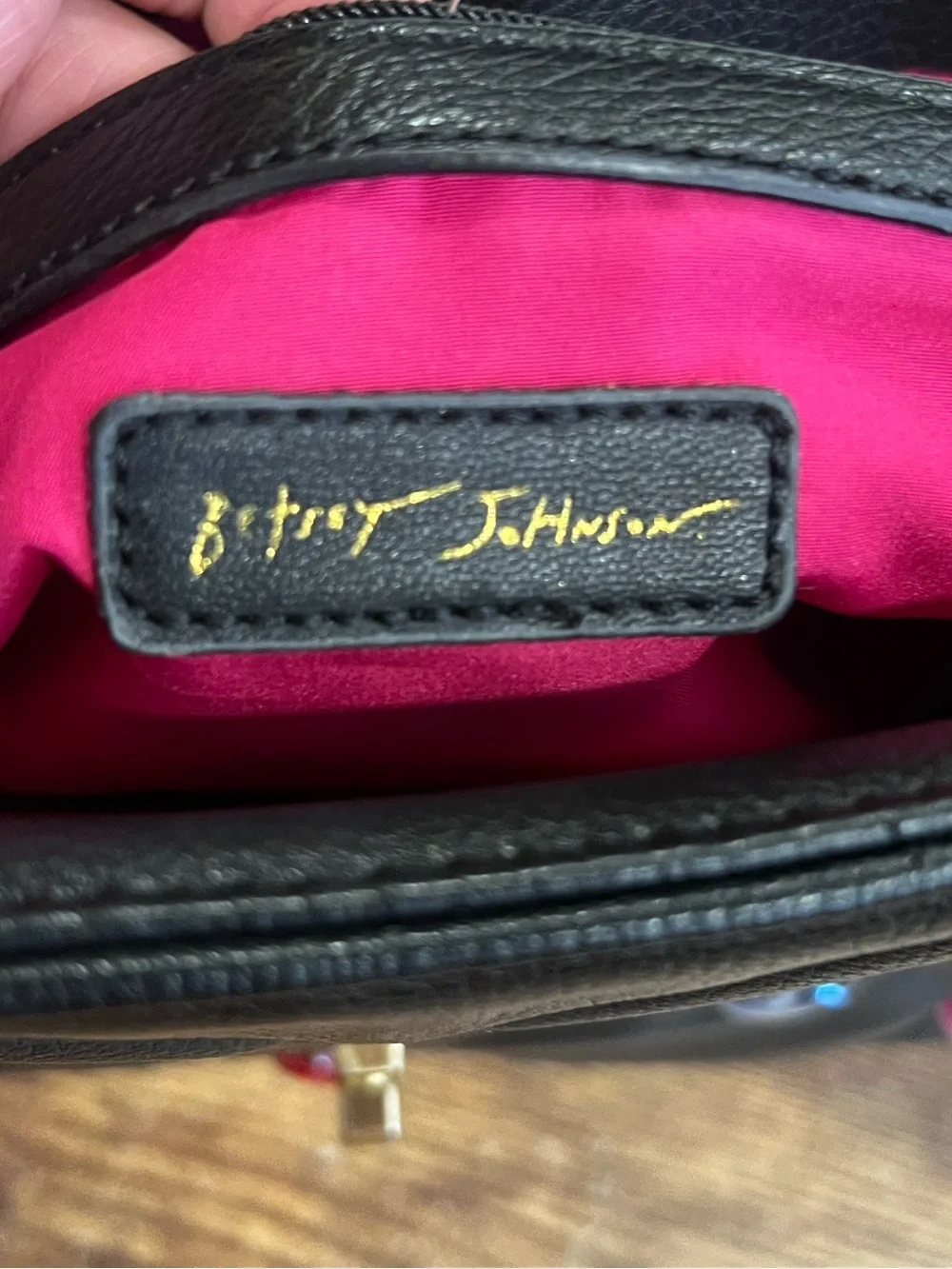 Betsey Johnson I Want Candy Hearts Black Quilted Top Handle Satchel